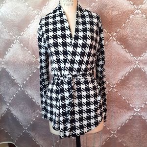 Soft Houndstooth Wrap Cardigan